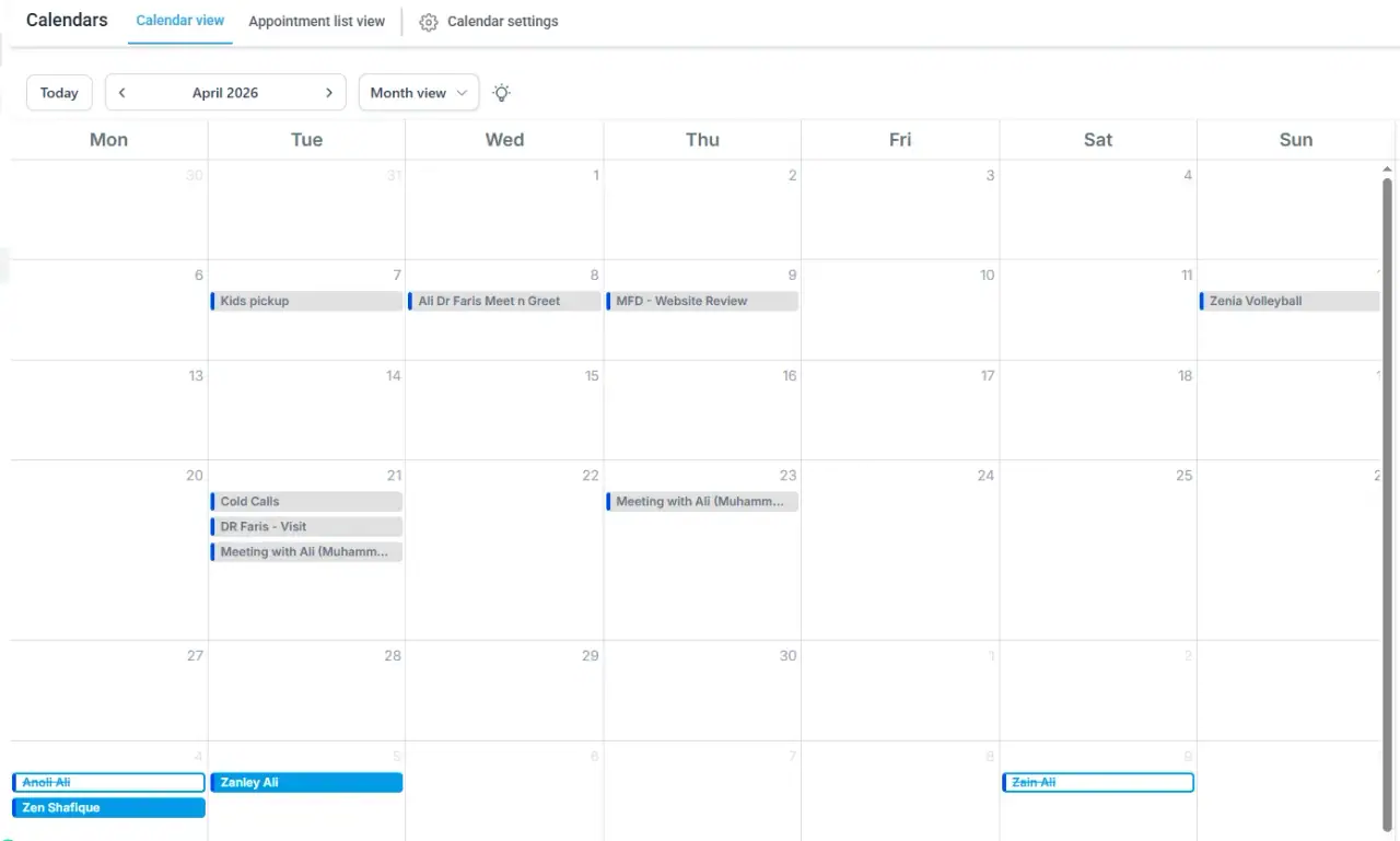 Karizma Barbershop: Appointment calendars in GoHighLevel